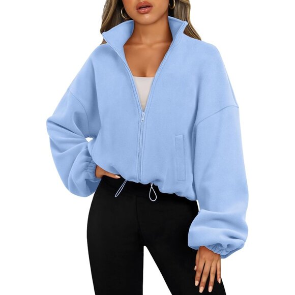 〽️Womens Lightblue AUTOMET Oversized Fleece Sherpa Sweatshirt Fashion Jacket